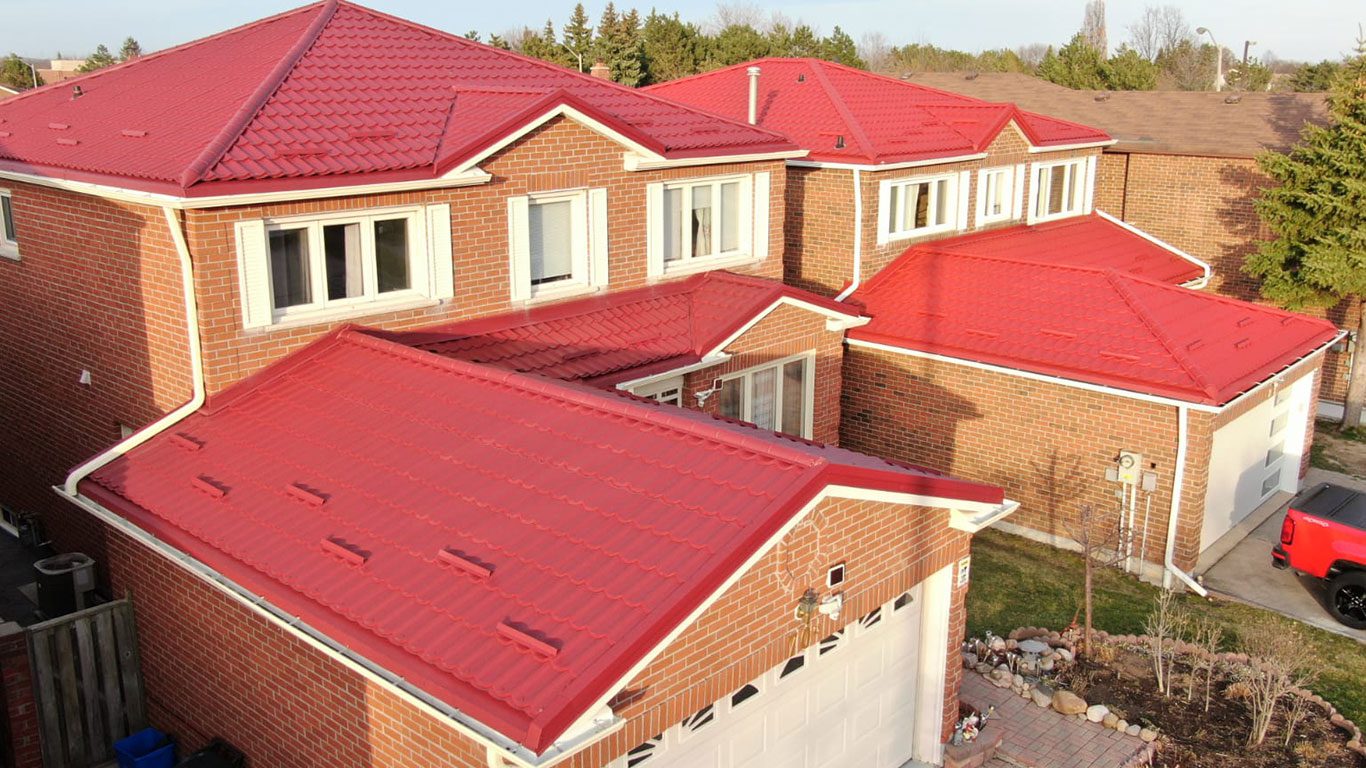 Red Steel Roofs in Scarborough, Ontario.